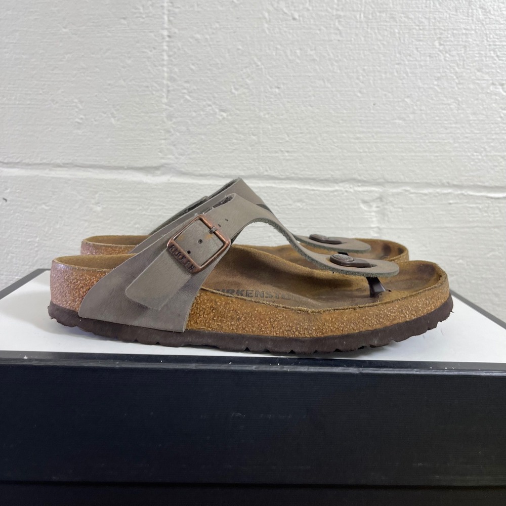 Birkenstock Gizeh Mocha Birko-Flor Brown Thong Sandals Slip On Women 37 EU/6 US‎